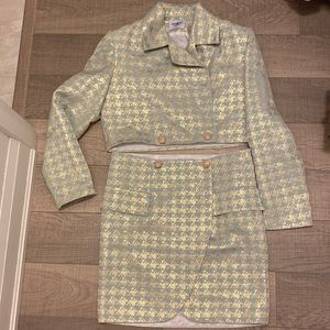 Jacquard houndstooth blazer and skirt set
